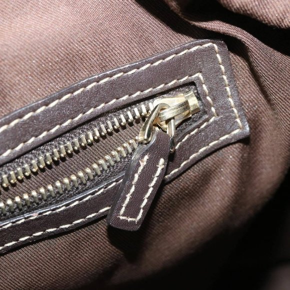 GUCCI GG Canvas Tote Bag Coated Canvas Beige Dark Brown Auth - Picture 3 of 16